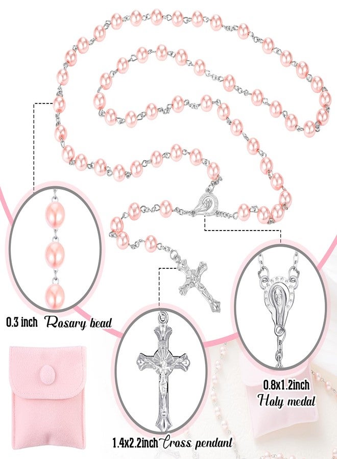 ROCEEI 12 Rosary Beads Catholic for Women and 12 Simple Button Bags Artificial Pearls Rosary for Confirmation Gifts - Image 2